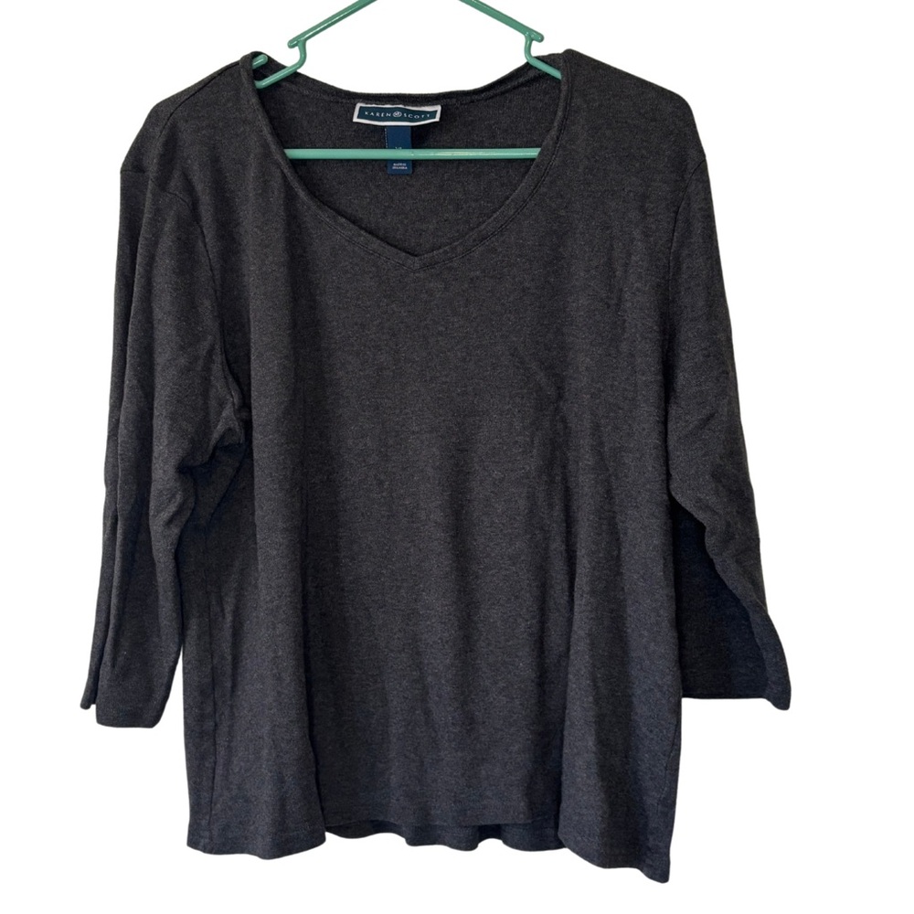 3/$20 Karen Scott Dark Gray 3/4 Sleeve Top